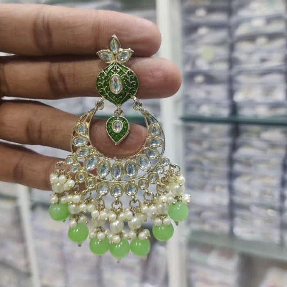 Akruti Collection Gold Plated Kundan Stone And Pearl Dangler Earrings