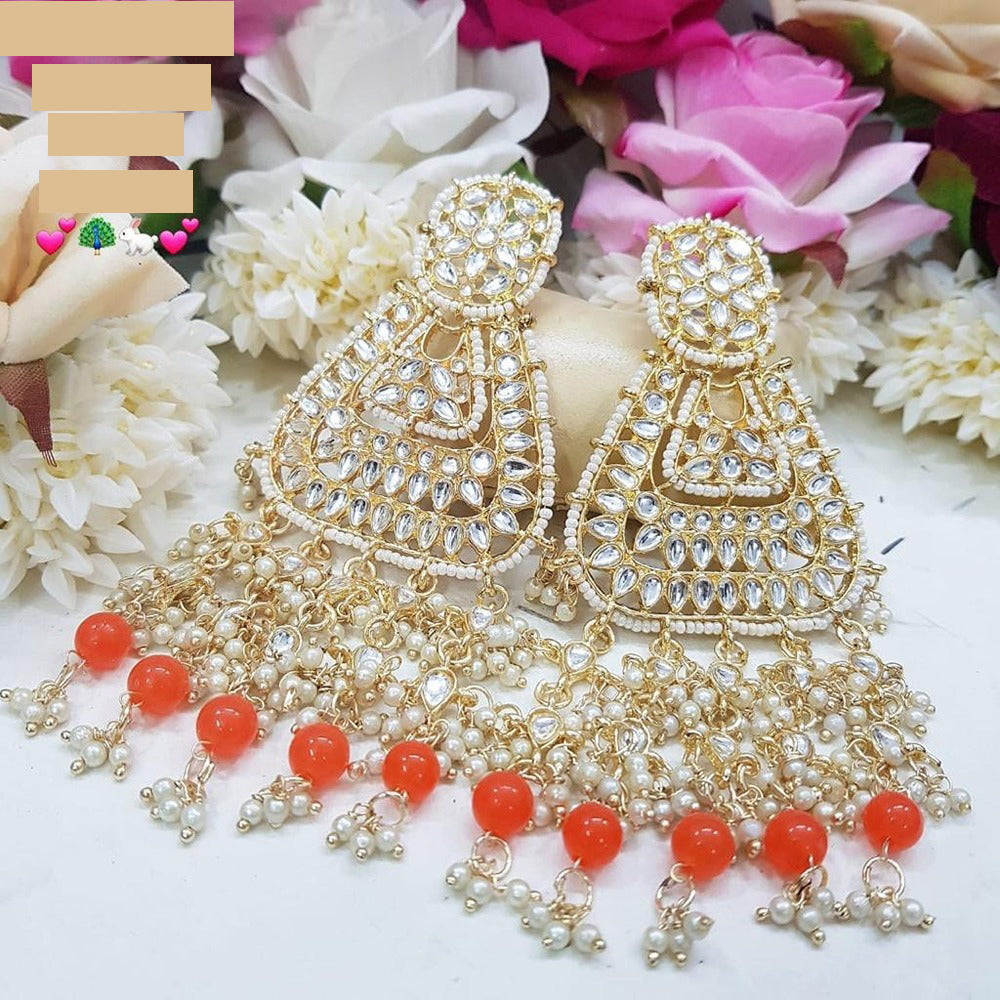 Akruti Collection Gold Plated Kundan Stone And Beads Dangler Earrings