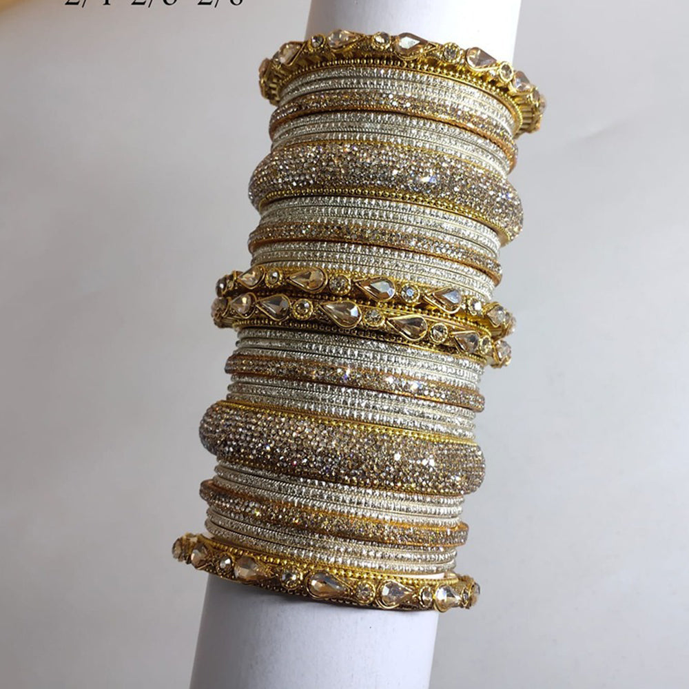 Akruti Collection Gold Plated Crystal Stone Bangle Set