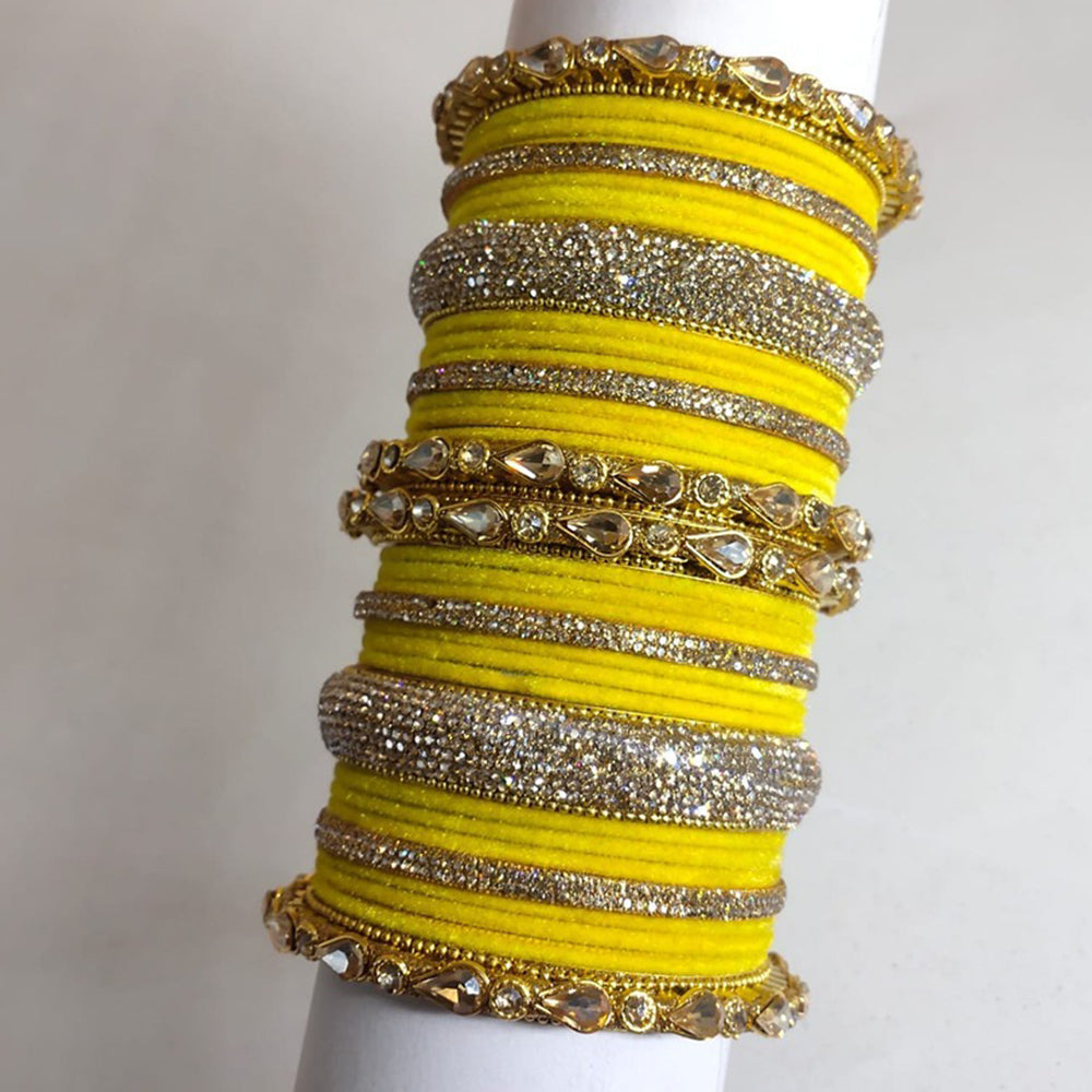Akruti Collection Gold Plated Crystal Stone Bangle Set