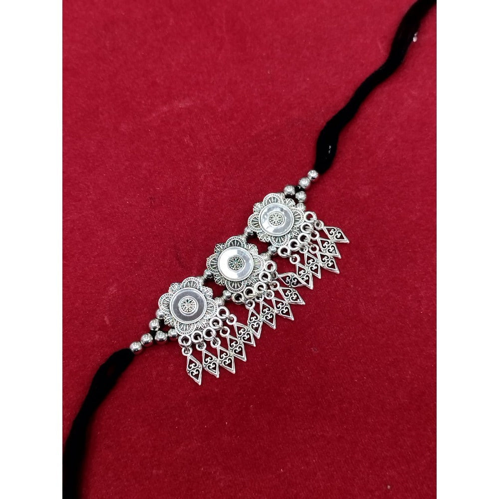 Akruti Collection Oxidised Plated Choker Necklace Set