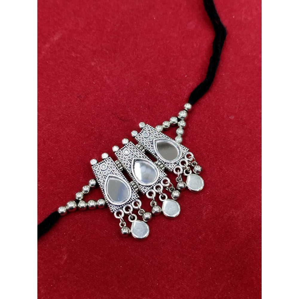 Akruti Collection Oxidised Plated Choker Necklace Set