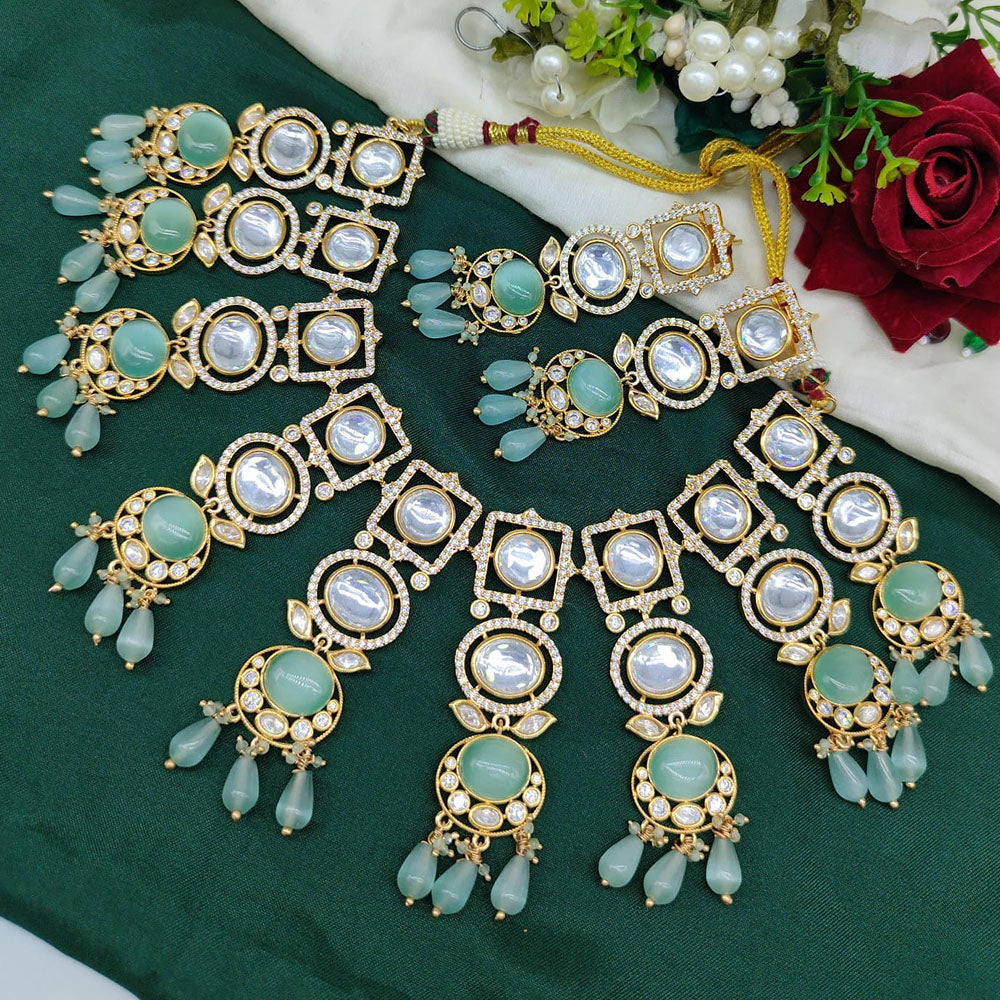 Akruti Collection Gold Plated Polki Kundan And Beads Choker Necklace Set