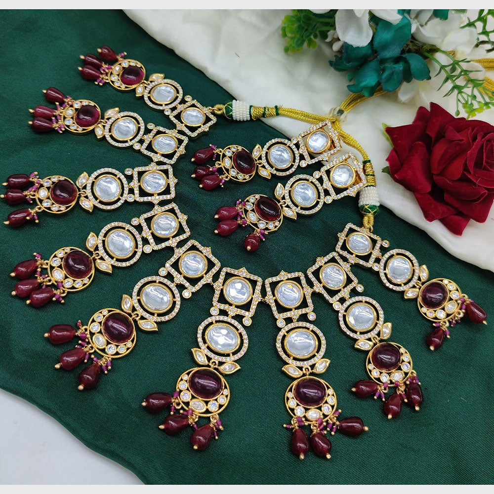 Akruti Collection Gold Plated Polki Kundan And Beads Choker Necklace Set