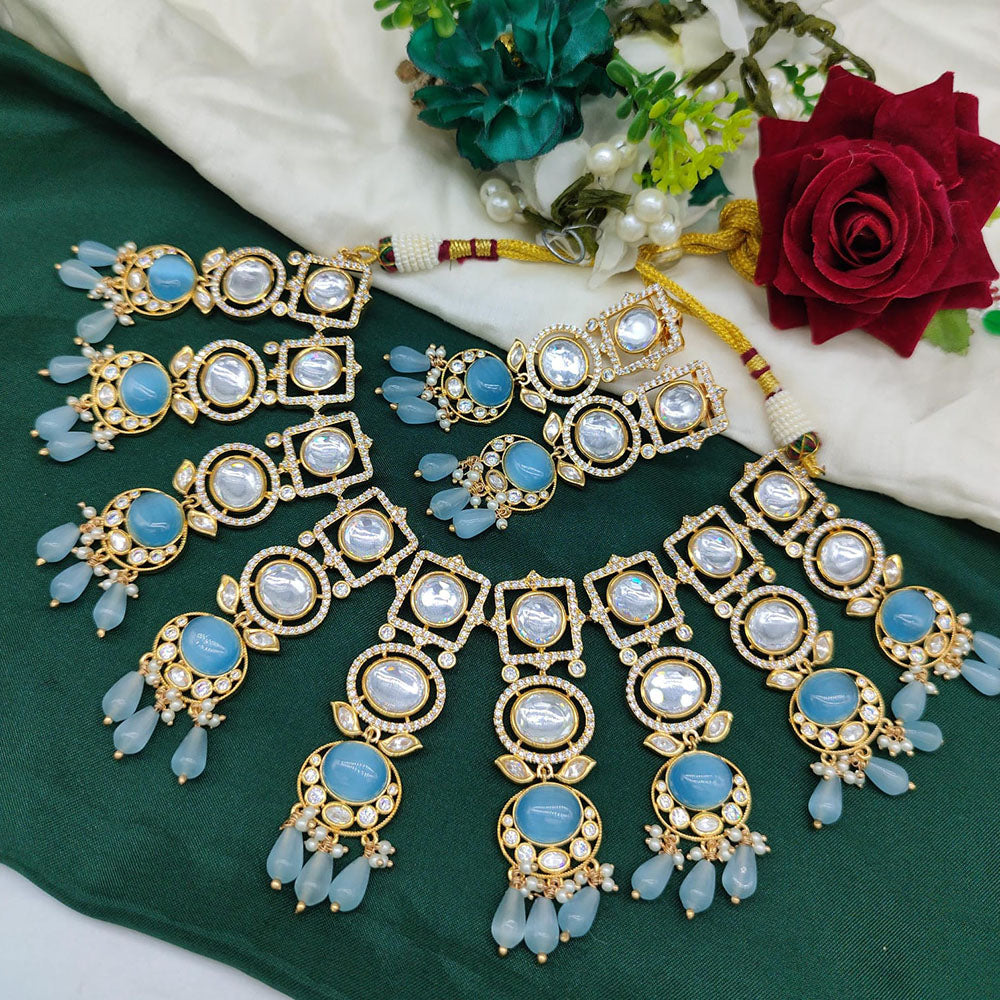 Akruti Collection Gold Plated Polki Kundan And Beads Choker Necklace Set