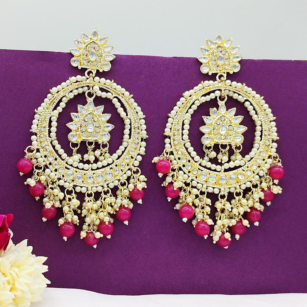 Akruti Collection Gold Plated Kundan Stone And Beads Dangler Earrings