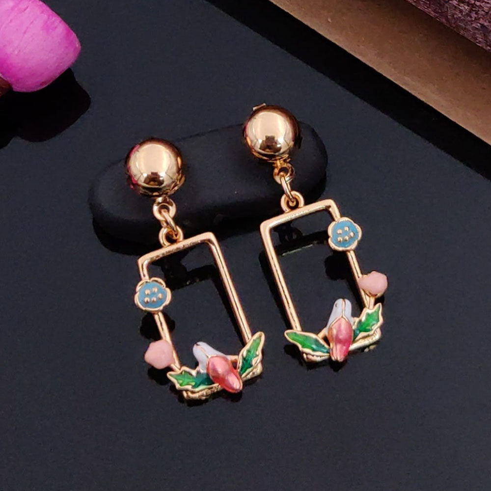 Akruti Collection Rose Gold Plated Dangler Earrings