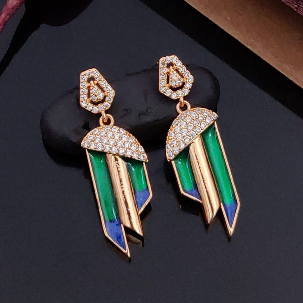 Akruti Collection Rose Gold Plated Austrian Stone Dangler Earrings