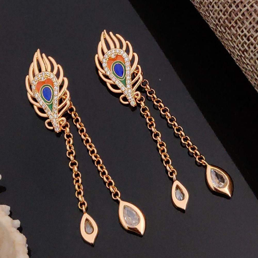 Akruti Collection Rose Gold Plated Austrian Stone Dangler Earrings