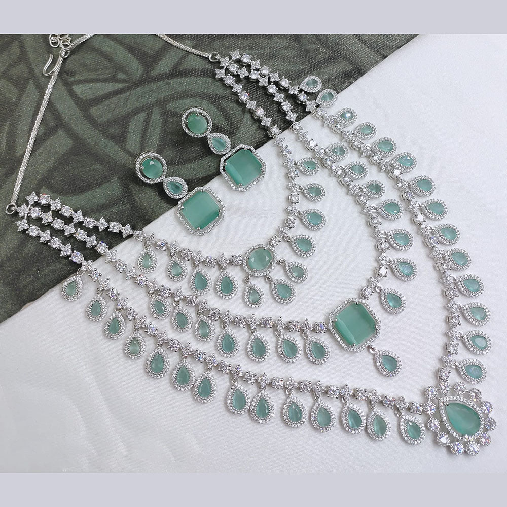 Akruti Collection Silver Plated American Diamonds Necklace Set