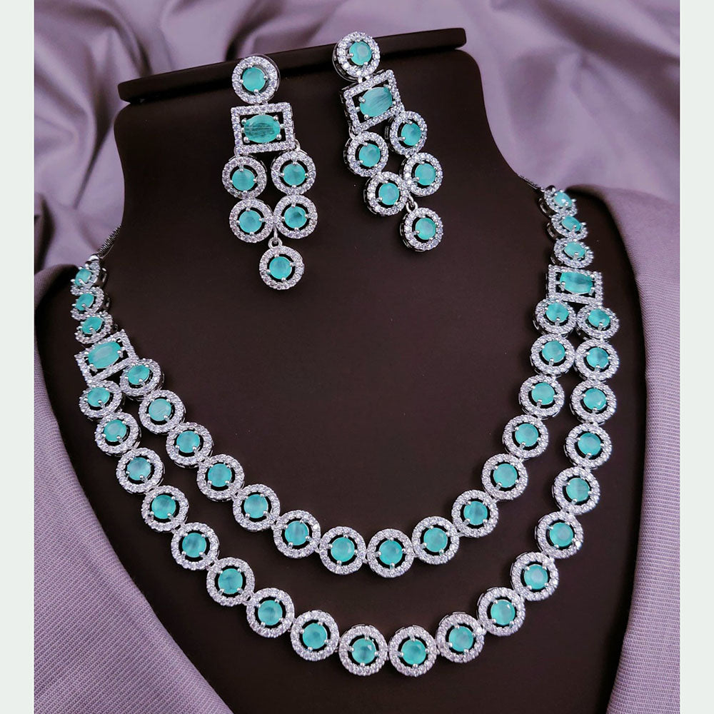 Akruti Collection Silver Plated American Diamonds Necklace Set