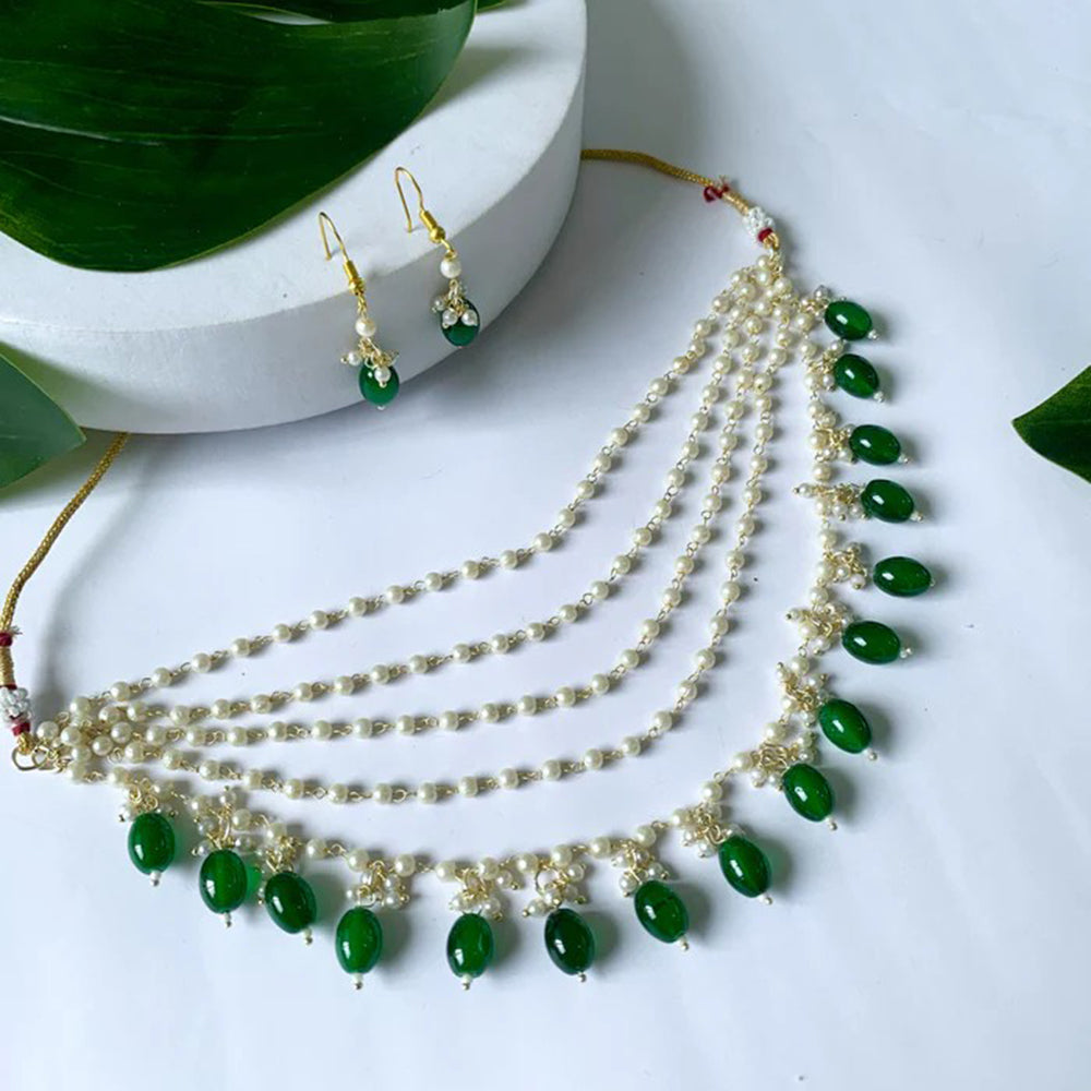 Akruti Collection Gold Plated Pearl And Beads Necklace Set