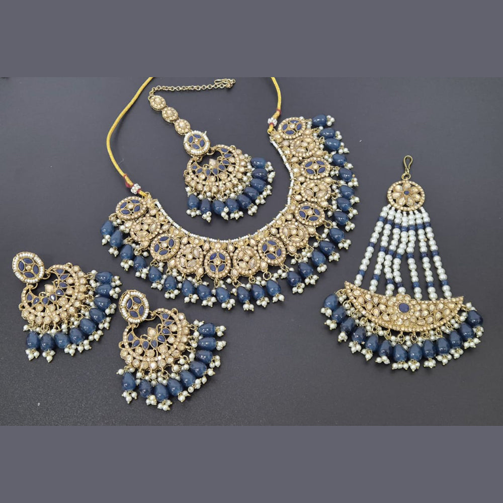 Akruti Collection Gold Plated Crystal Stone And Pearl Necklace Set