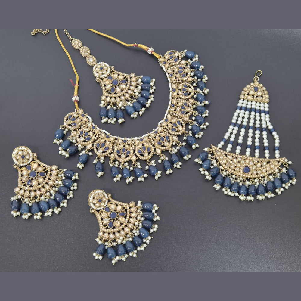 Akruti Collection Gold Plated Crystal Stone And Pearl Necklace Set