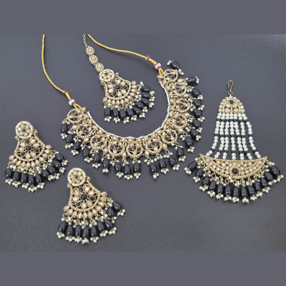 Akruti Collection Gold Plated Crystal Stone And Pearl Necklace Set