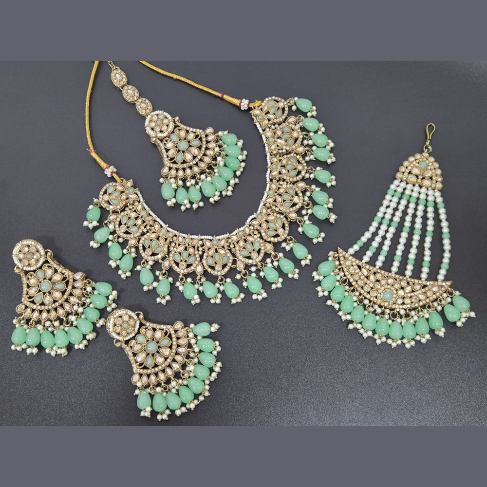 Akruti Collection Gold Plated Crystal Stone And Pearl Necklace Set