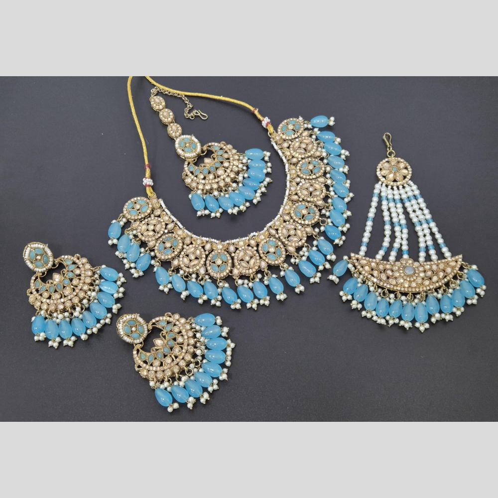 Akruti Collection Gold Plated Crystal Stone And Pearls Necklace Set