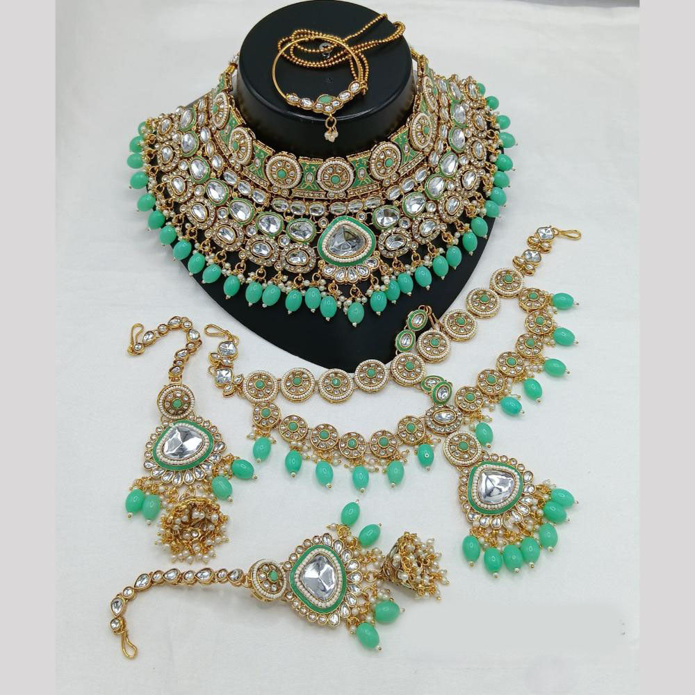 Akruti Collection Gold Plated Crystal Stone And Beads Neckalce Set