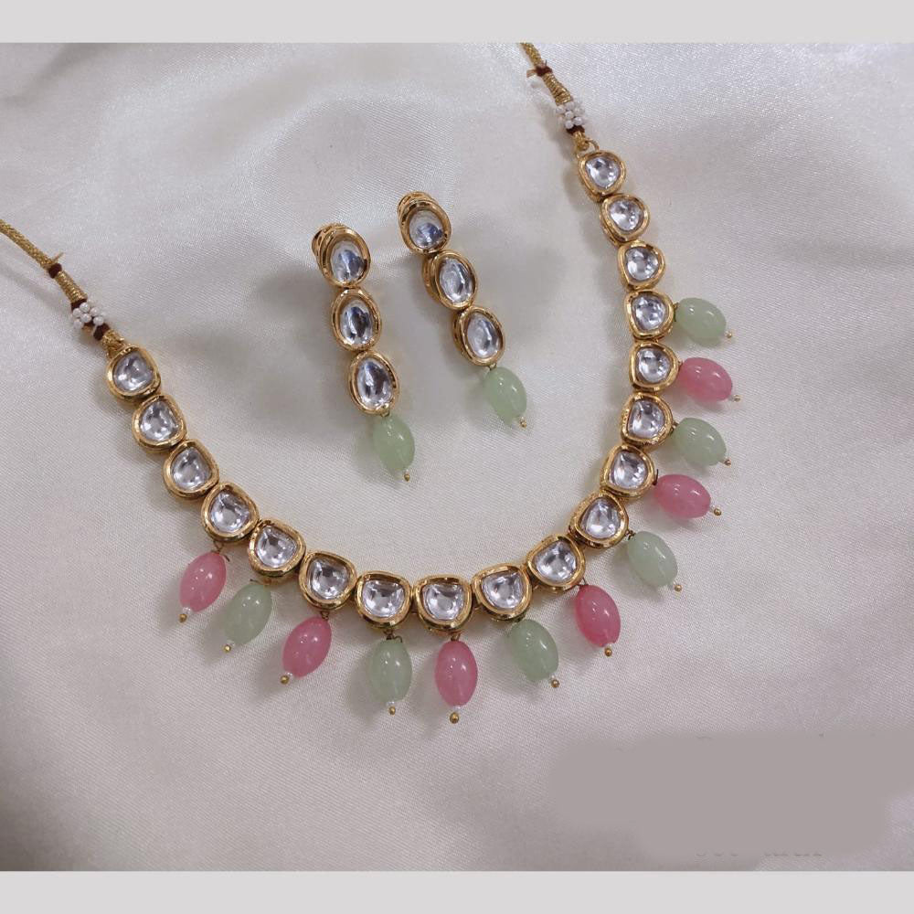 Akruti Collection Gold Plated Kundan And Beads Neckalce Set