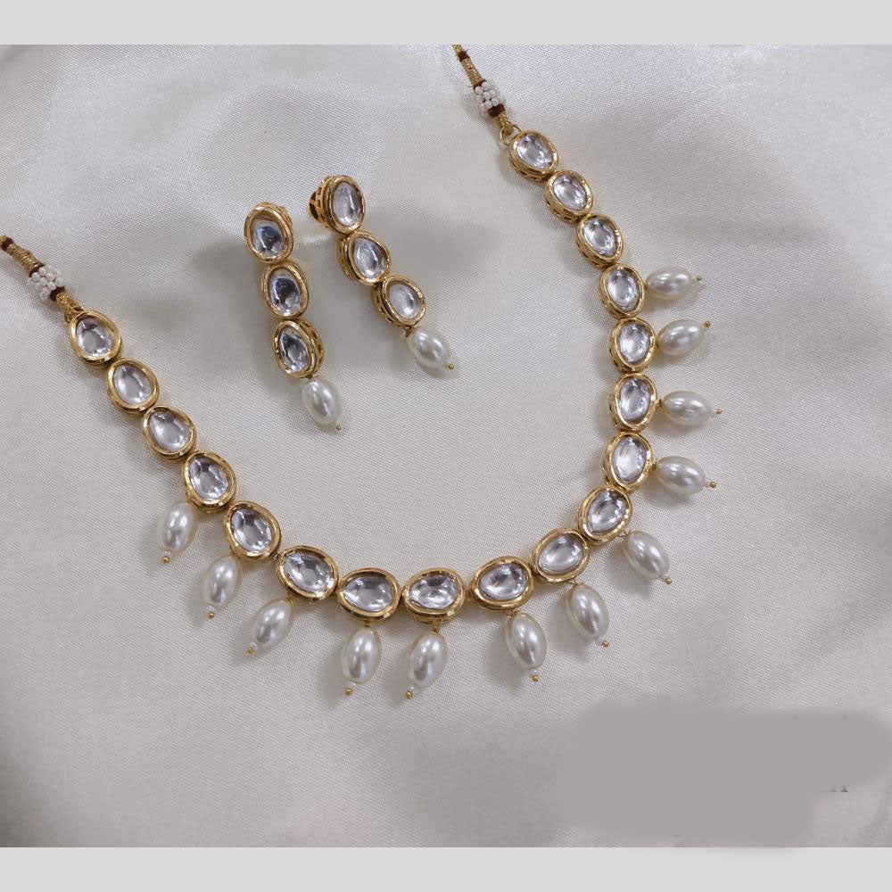 Akruti Collection Gold Plated Kundan And Beads Neckalce Set