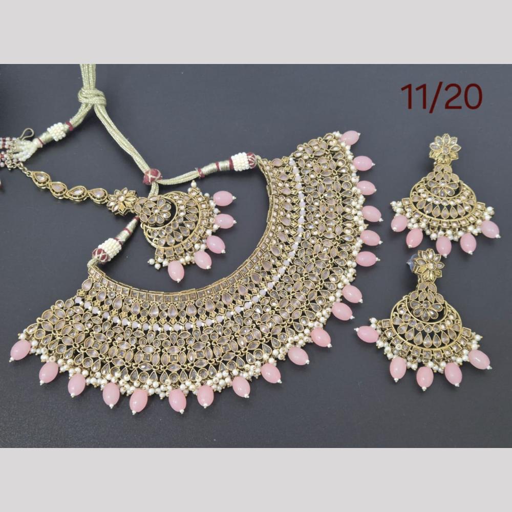 Akruti Collection Gold Plated Crystal Stone Neckalce Set