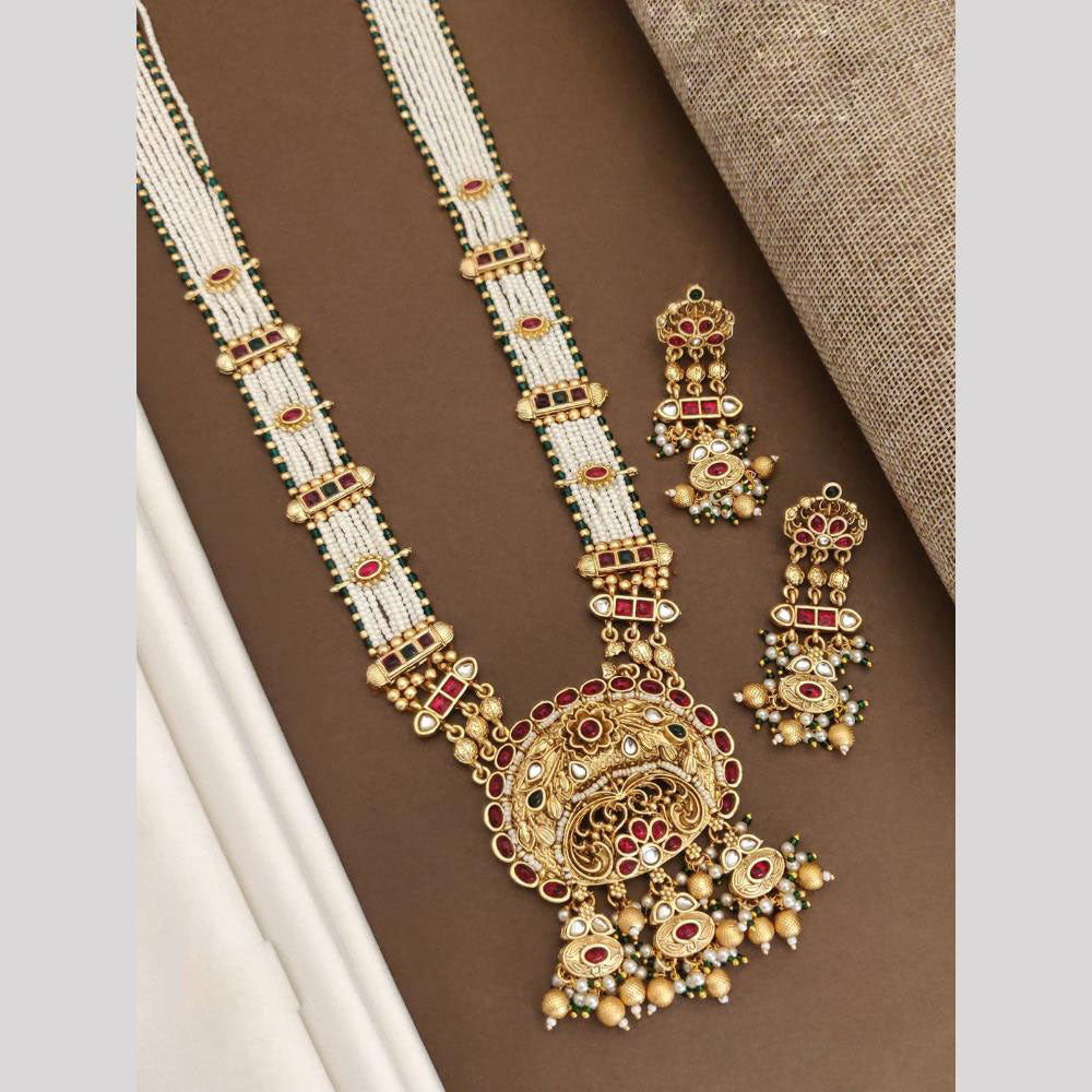 Akruti Collection Gold Plated Crystal Stone Neckalce Set