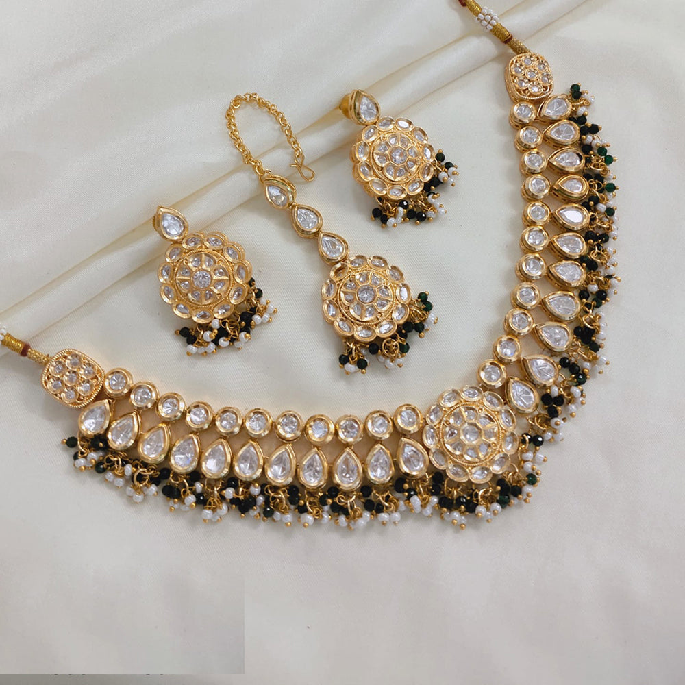 Akruti Collection Gold Plated Polki Kundan Stone And Pearls Necklace Set