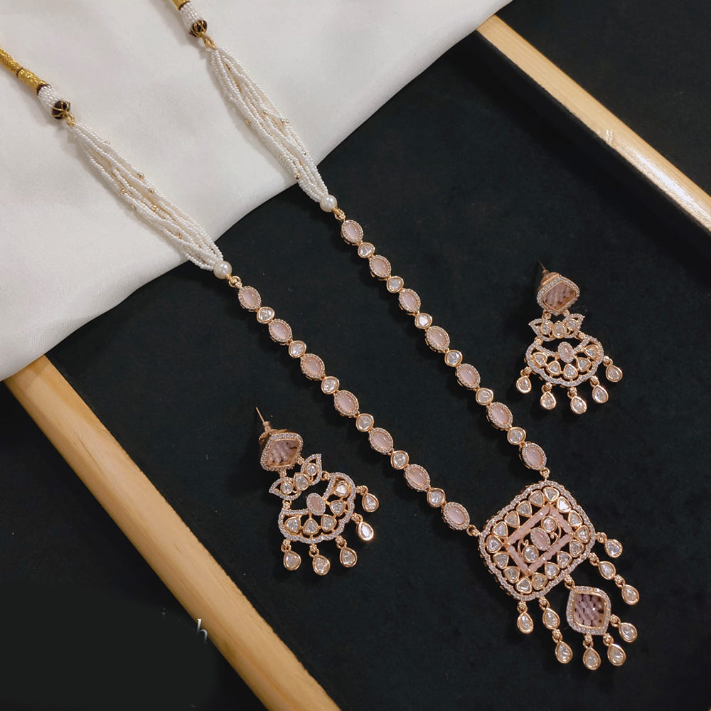 Akruti Collection Gold Plated Polki Kundan And Pearl Long Necklace Set