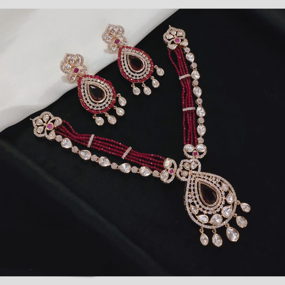 Akruti Collection Gold Plated Polki Kundan Stone And Pearls Necklace Set