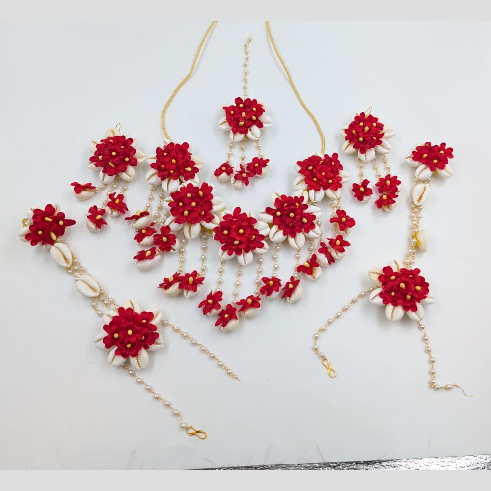 Akruti Collection Floral Jewellery Necklace Set