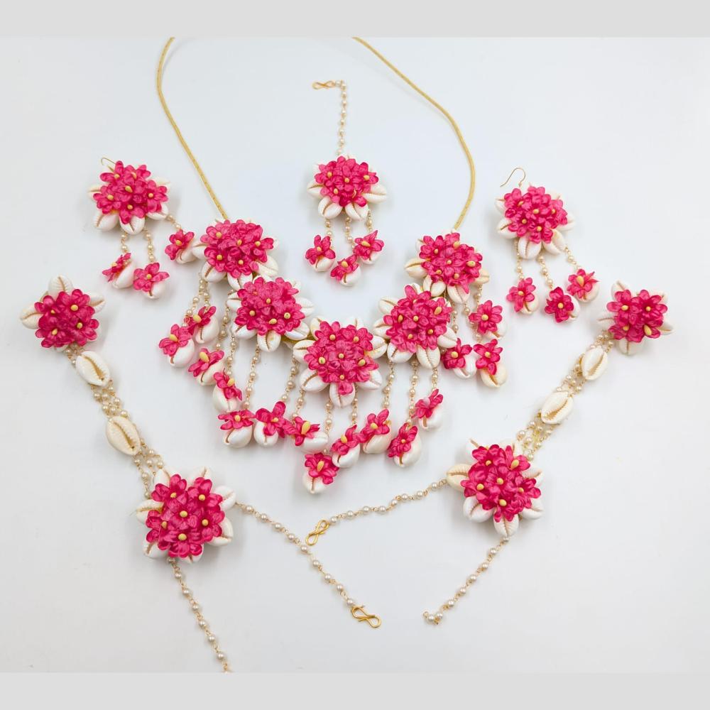 Akruti Collection Floral Jewellery Necklace Set