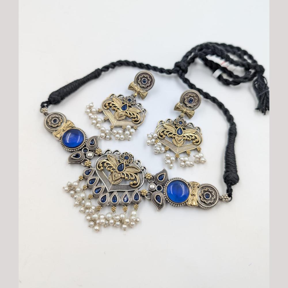 Akruti Collection 2 Tone Plated Choker Necklace Set
