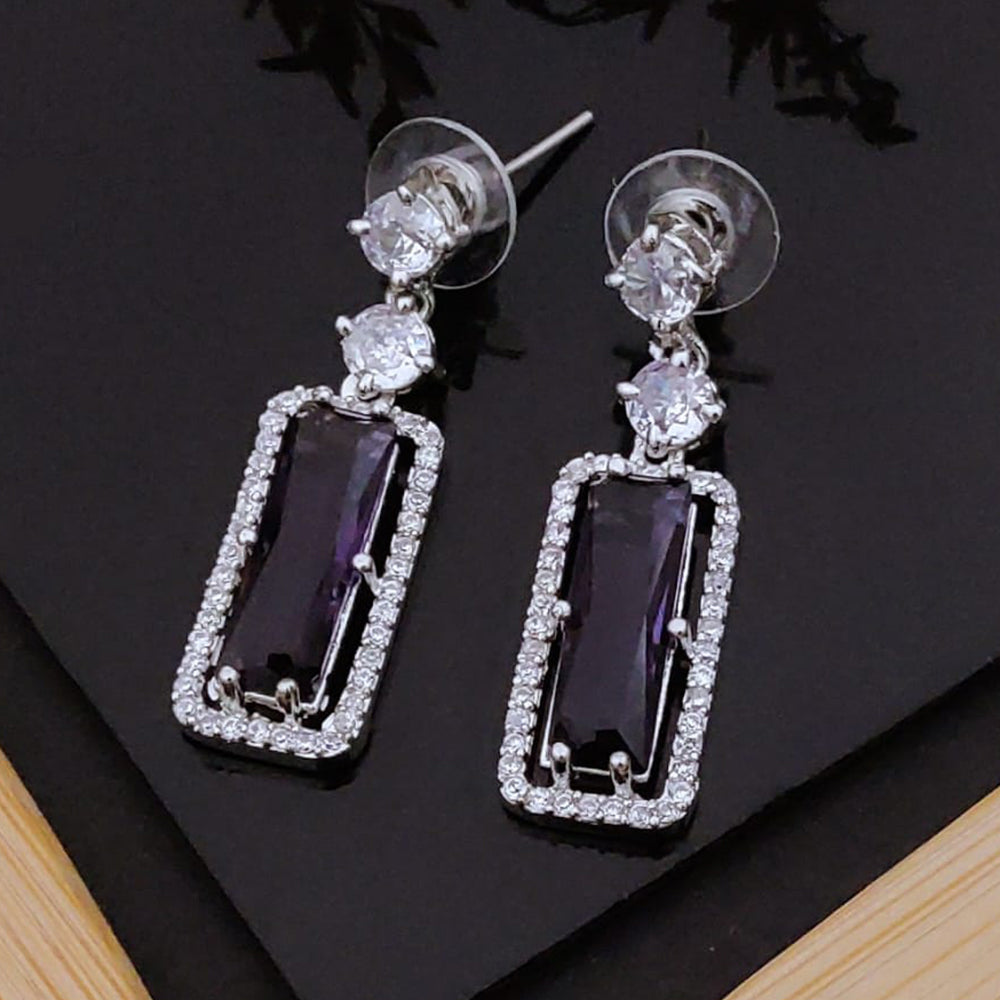 Akruti Collection American Diamond Dangler Earrings | Elegant Party Wear