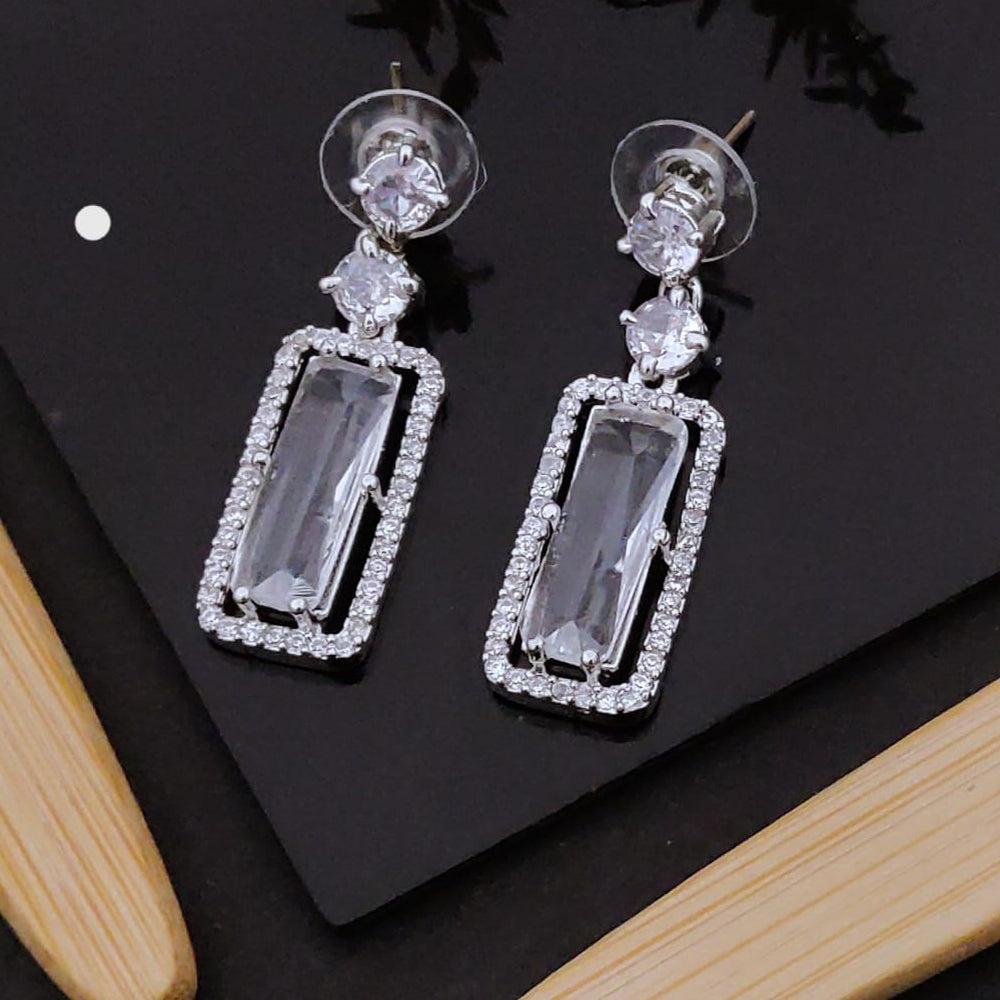 Akruti Collection American Diamond Dangler Earrings | Elegant Party Wear