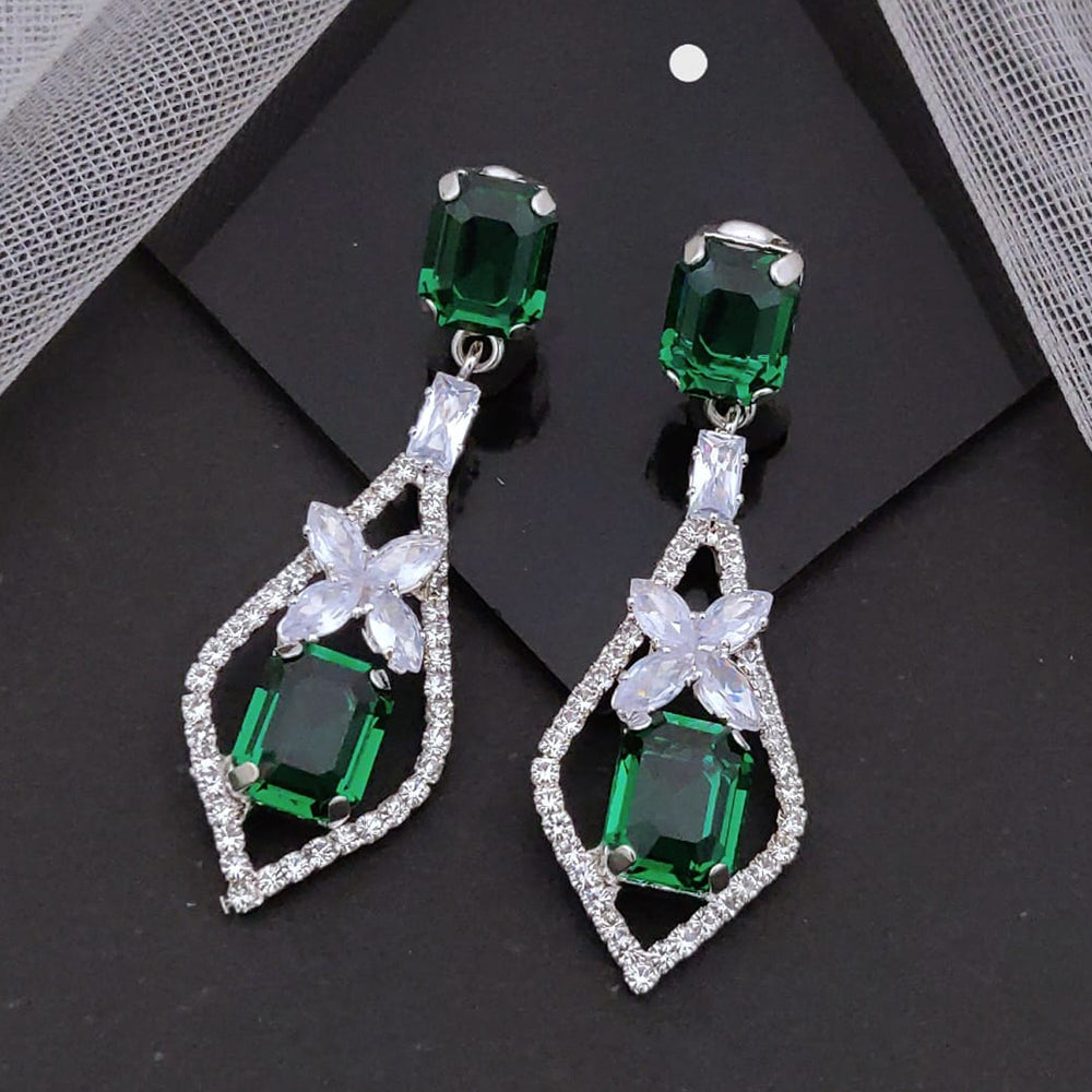 Akruti Collection American Diamond Dangler Earrings for Women