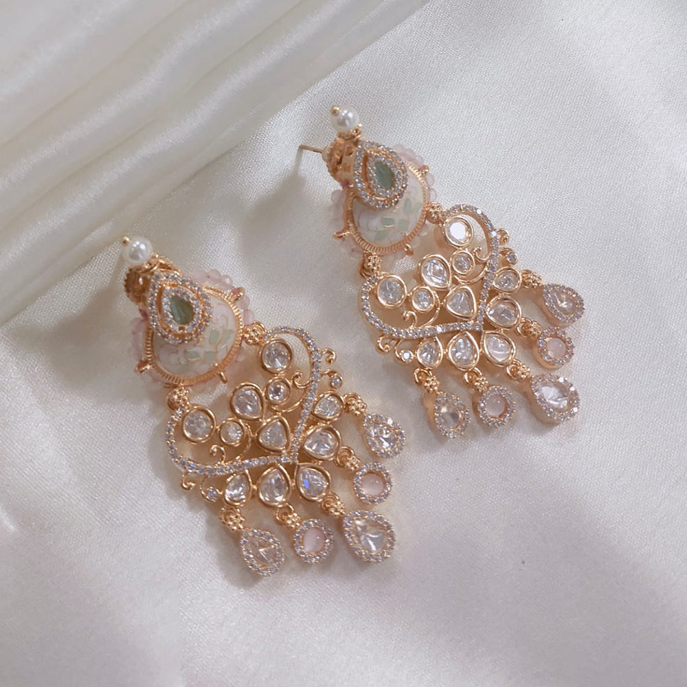 Akruti Collection Gold Plated Polki Kundan Dangler Earrings