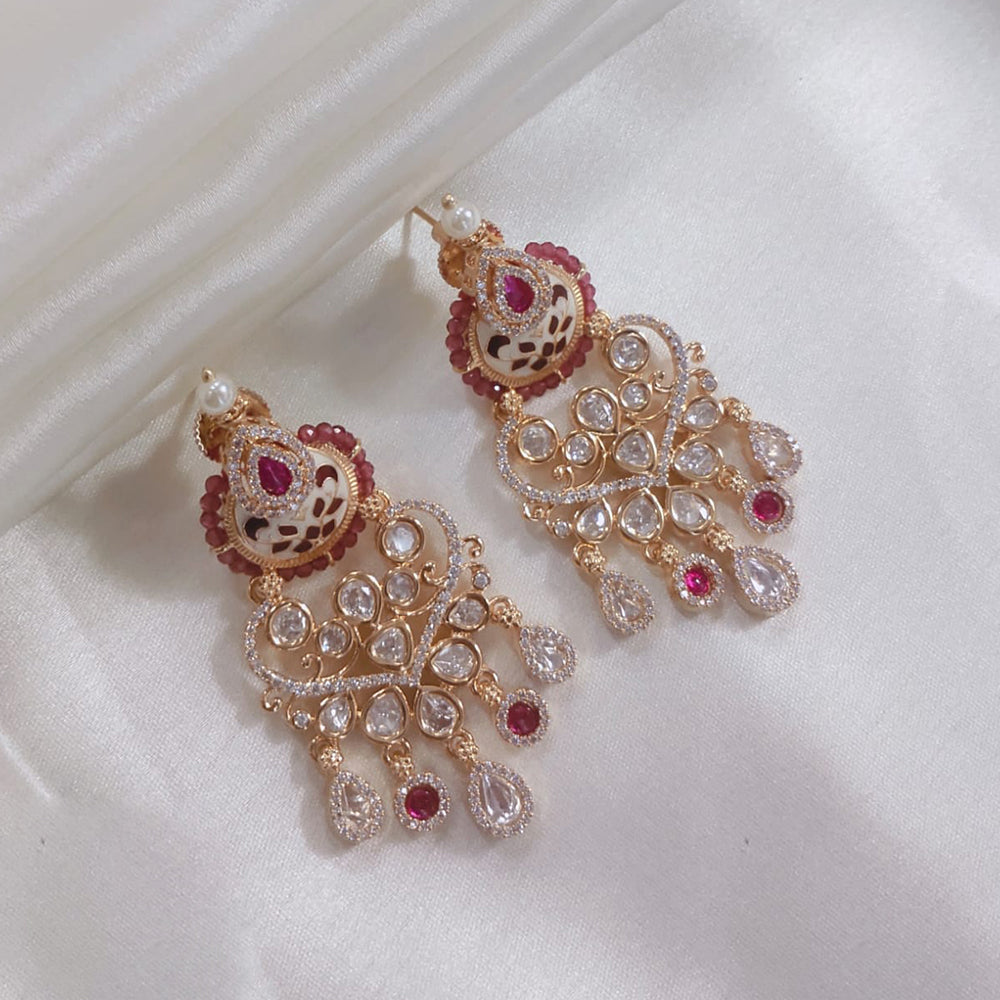Akruti Collection Gold Plated Polki Kundan Dangler Earrings