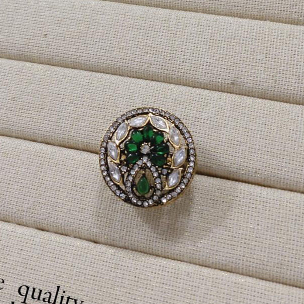 Akruti Collection Gold Plated Pota Stone Ring