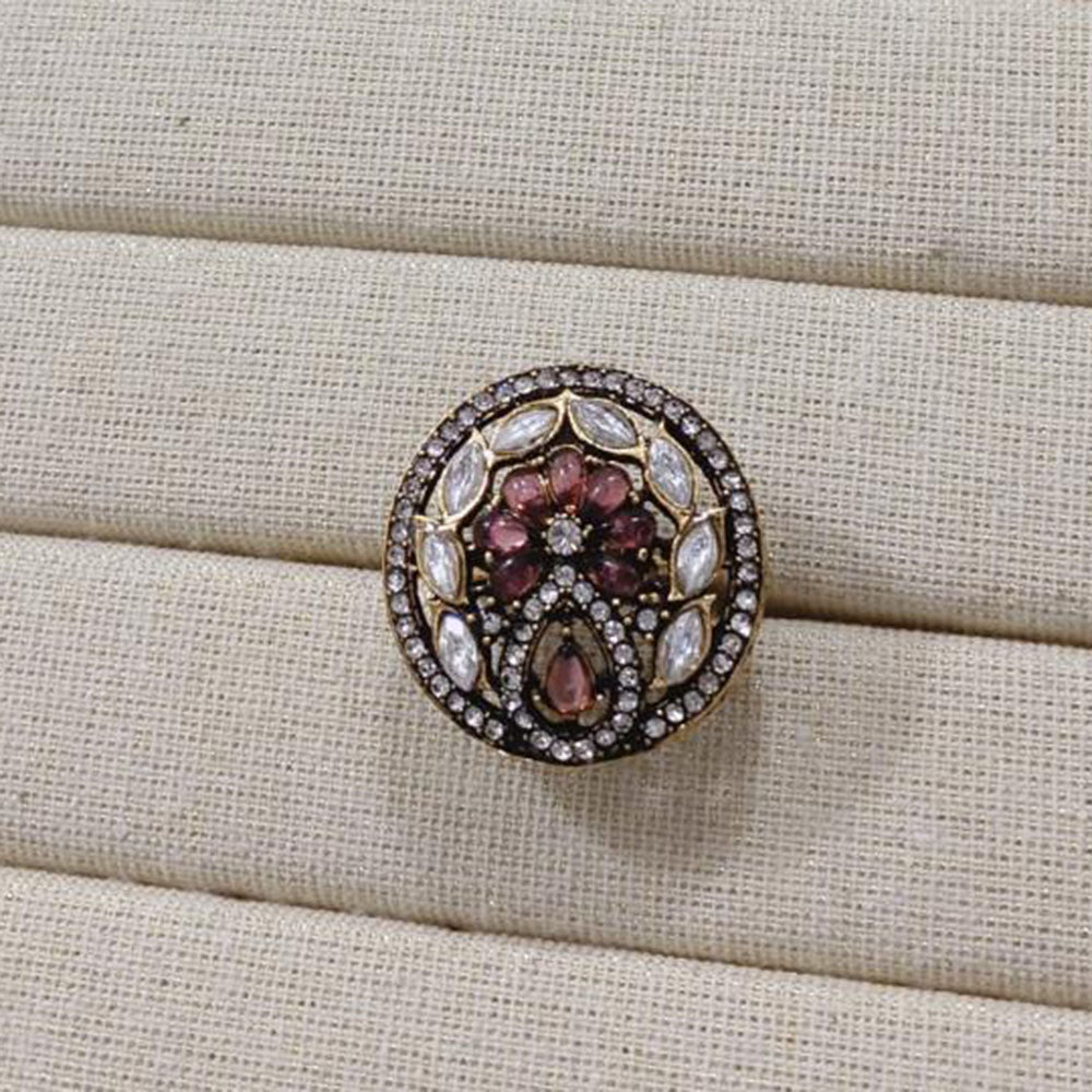 Akruti Collection Gold Plated Pota Stone Ring