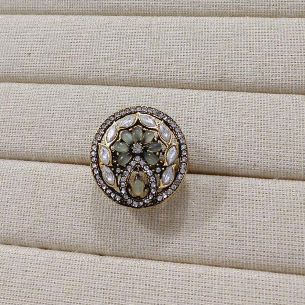 Akruti Collection Gold Plated Pota Stone Ring