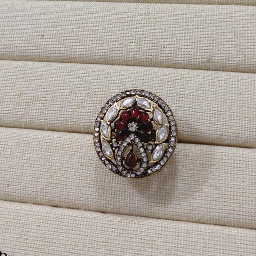 Akruti Collection Gold Plated Pota Stone Ring