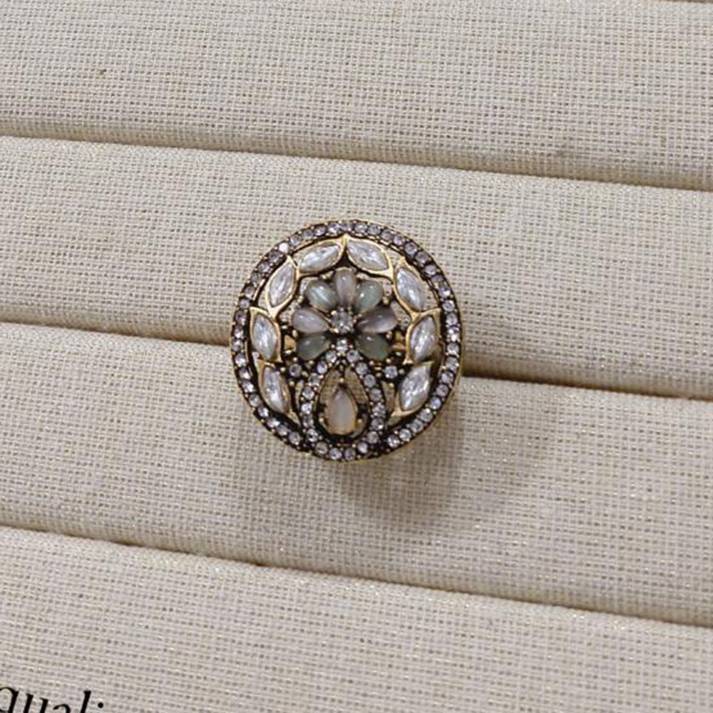 Akruti Collection Gold Plated Pota Stone Ring