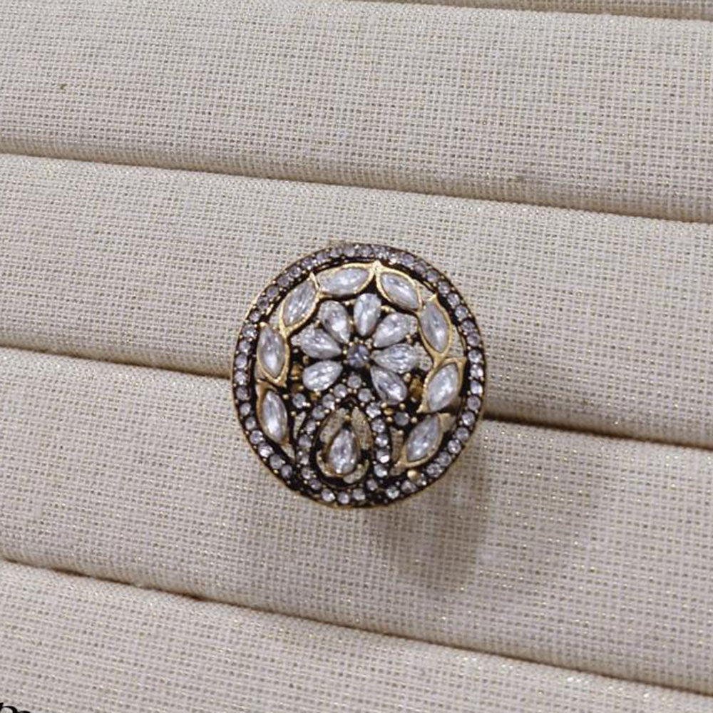 Akruti Collection Gold Plated Pota Stone Ring