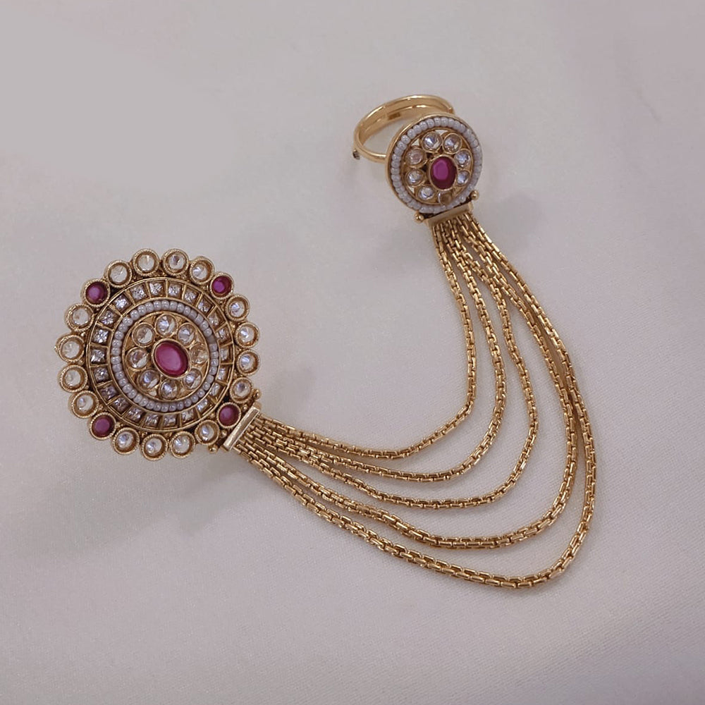 Akruti Collection Gold Plated Pota Stone Ring