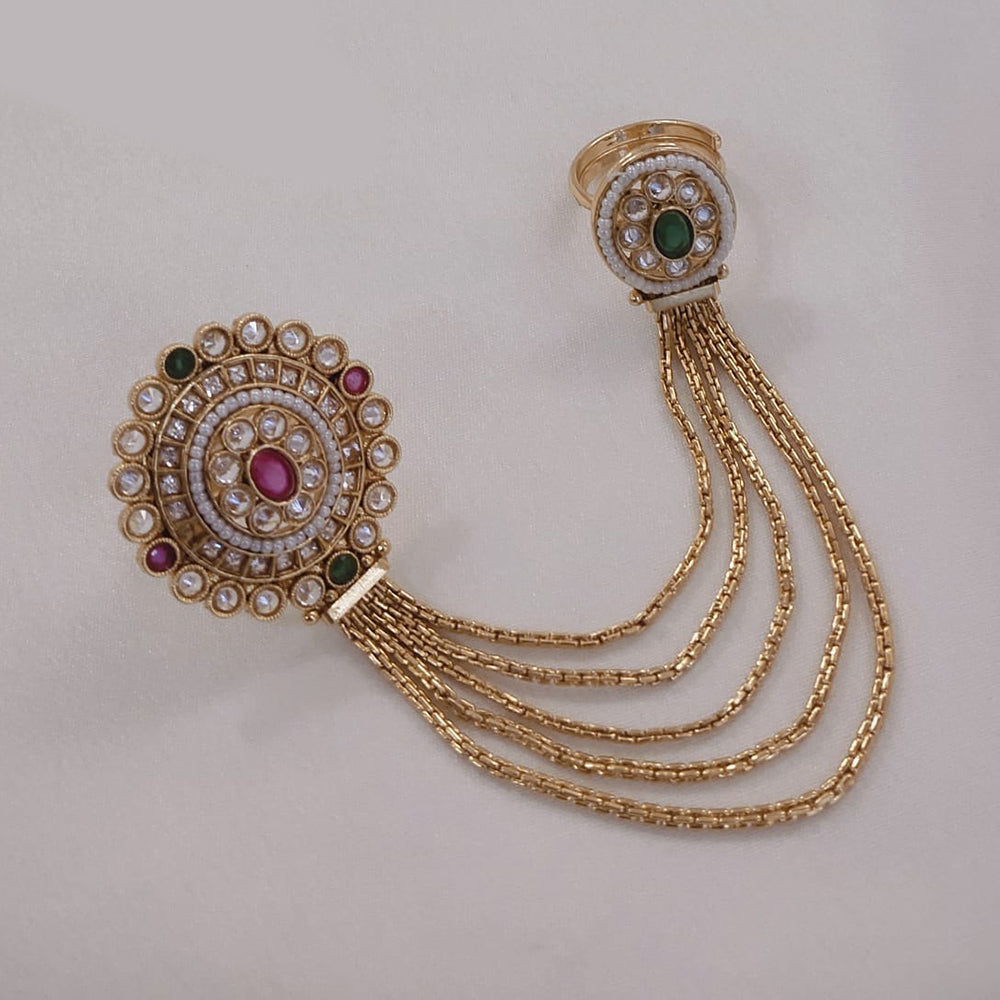 Akruti Collection Gold Plated Pota Stone Ring