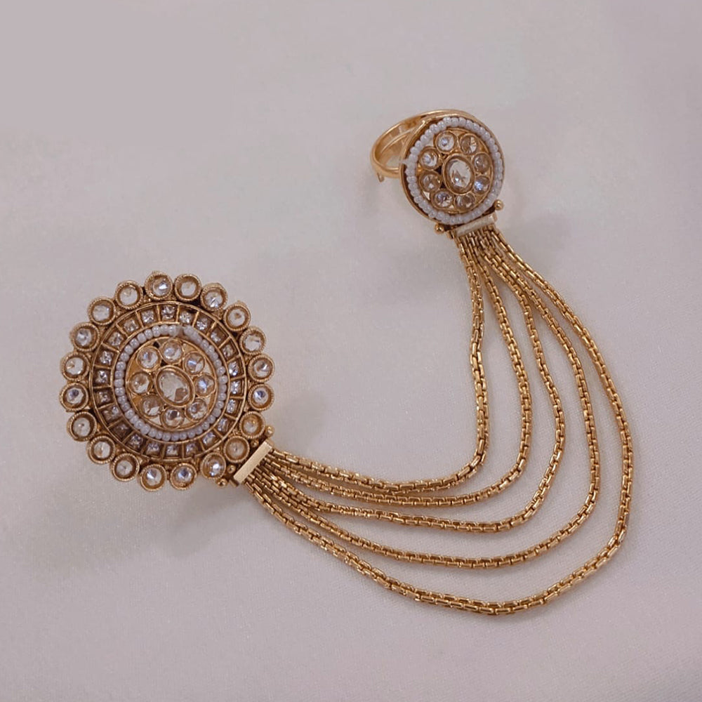 Akruti Collection Gold Plated Pota Stone Ring