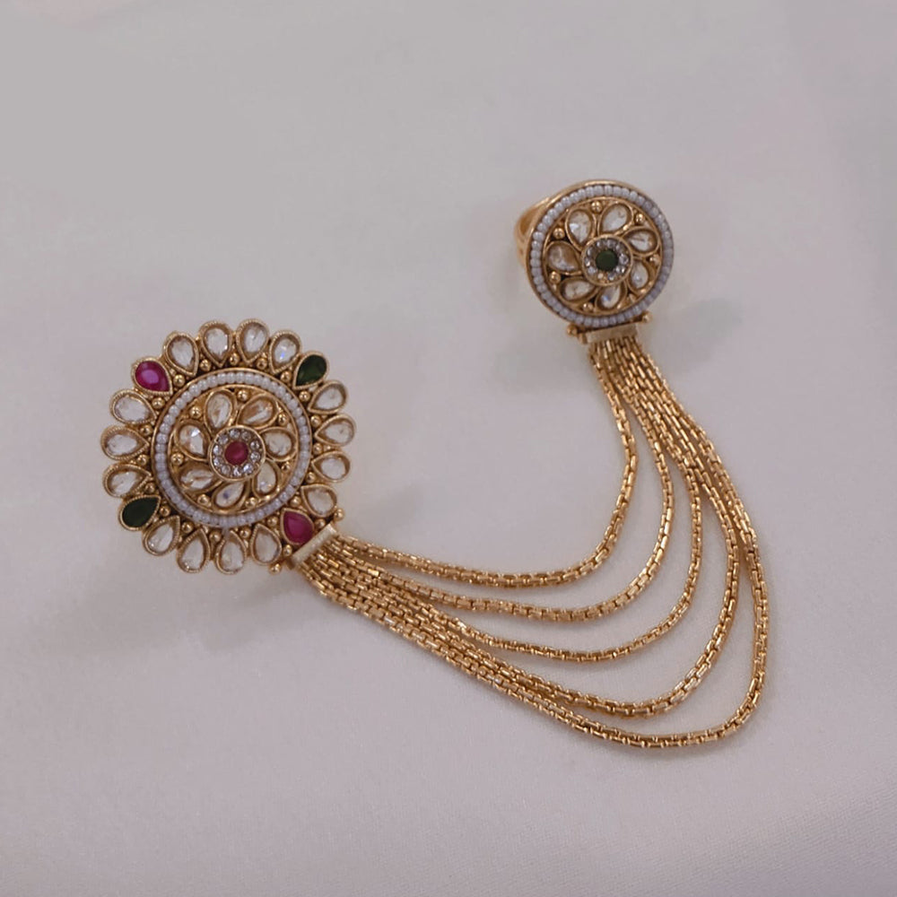 Akruti Collection Gold Plated Pota Stone Ring