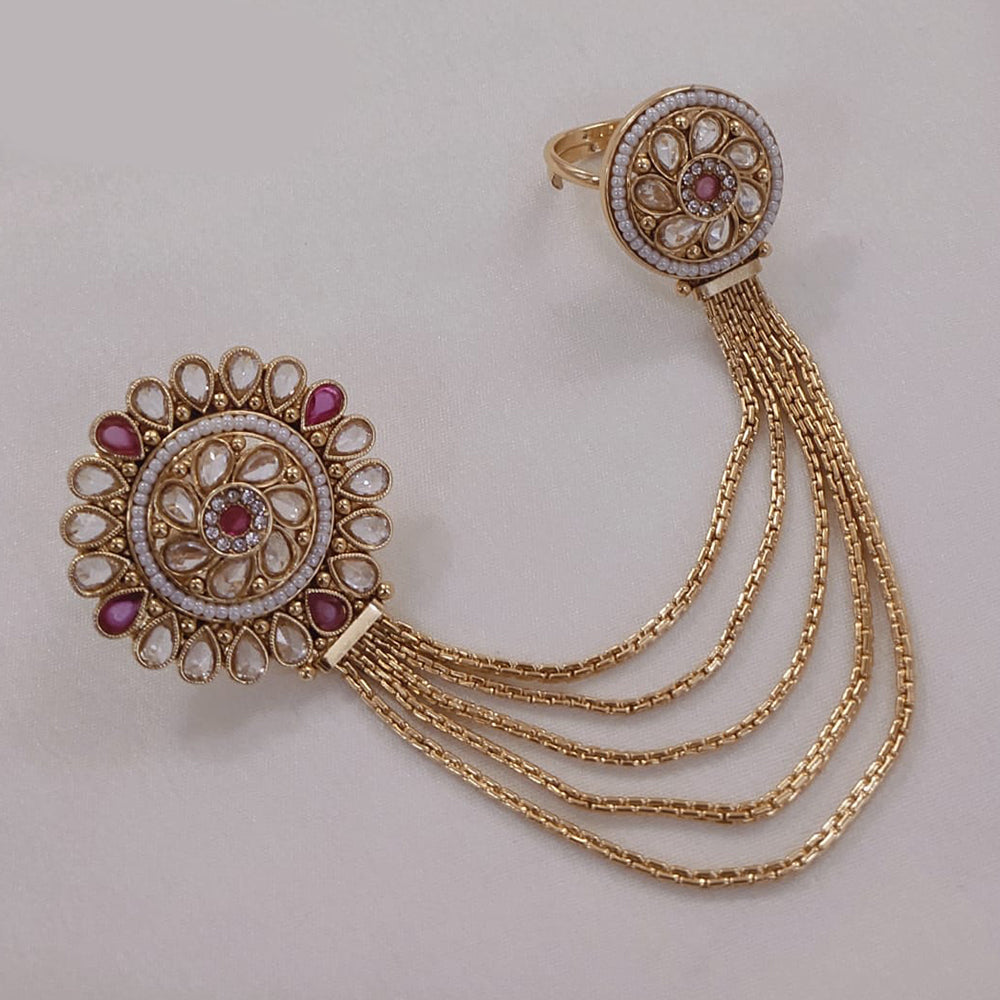 Akruti Collection Gold Plated Pota Stone Ring