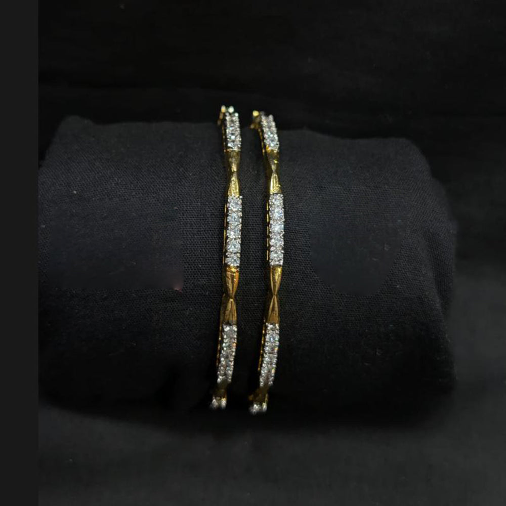 Akruti Collection Premium 2 Tone Plated American Diamond Bangles