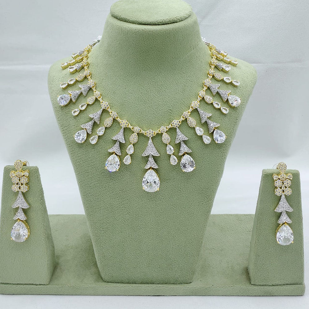 Akruti Collection American Diamond Necklace Set